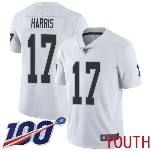 Oakland Raiders Limited White Youth Dwayne Harris Road Jersey NFL Football 17 100th Season Vapor Jersey